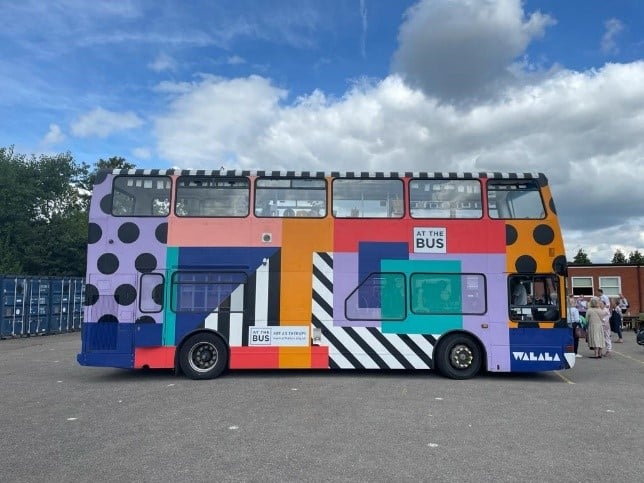 Colorful bus with stickers